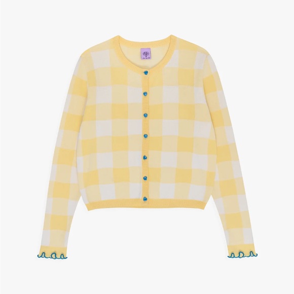 Lisa Says Gah Sweaters - Lisa Says Gah Yellow and White Gingham Cardigan